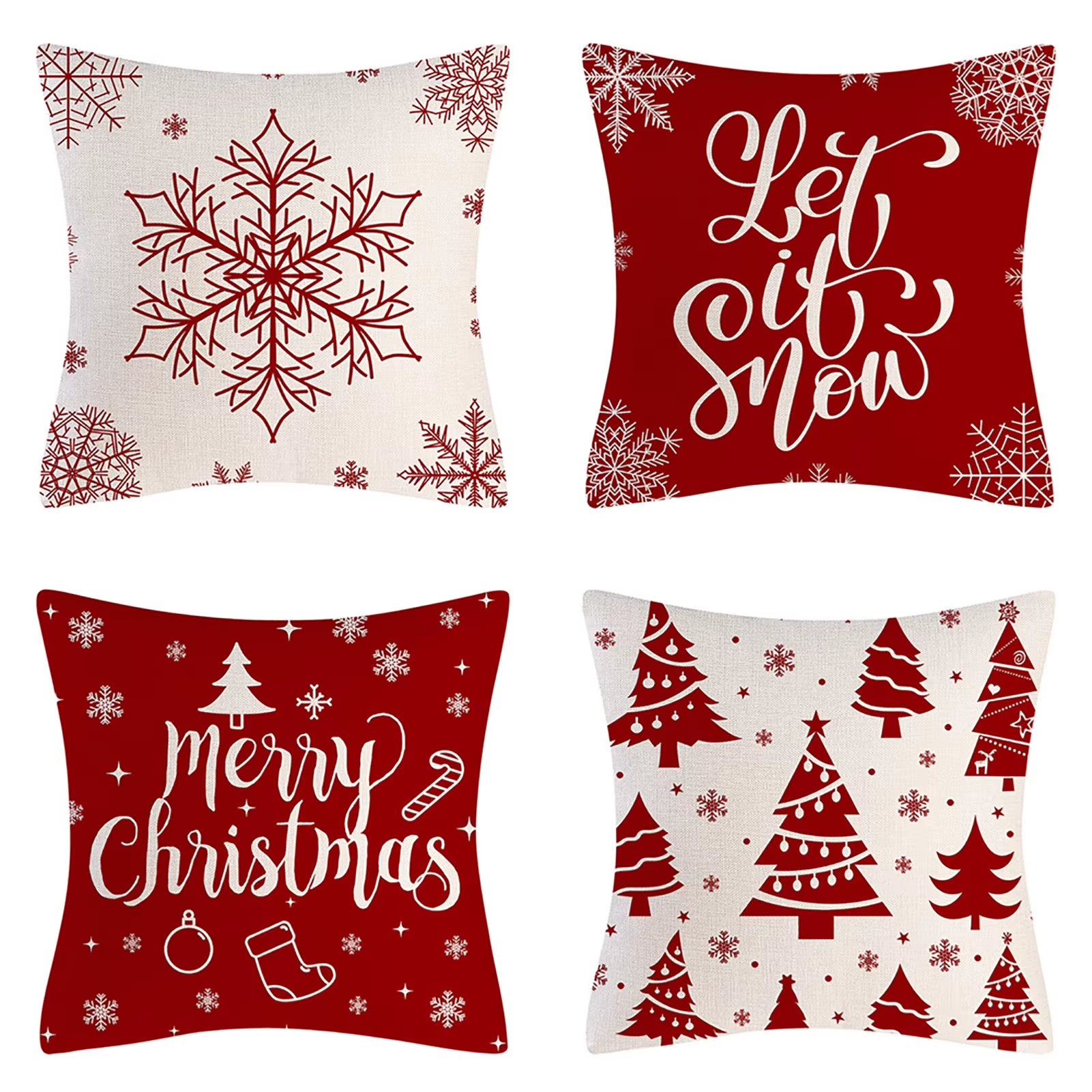 4PCS Christmas Throw Pillow Covers – Xmas Decorative Cushion Covers
