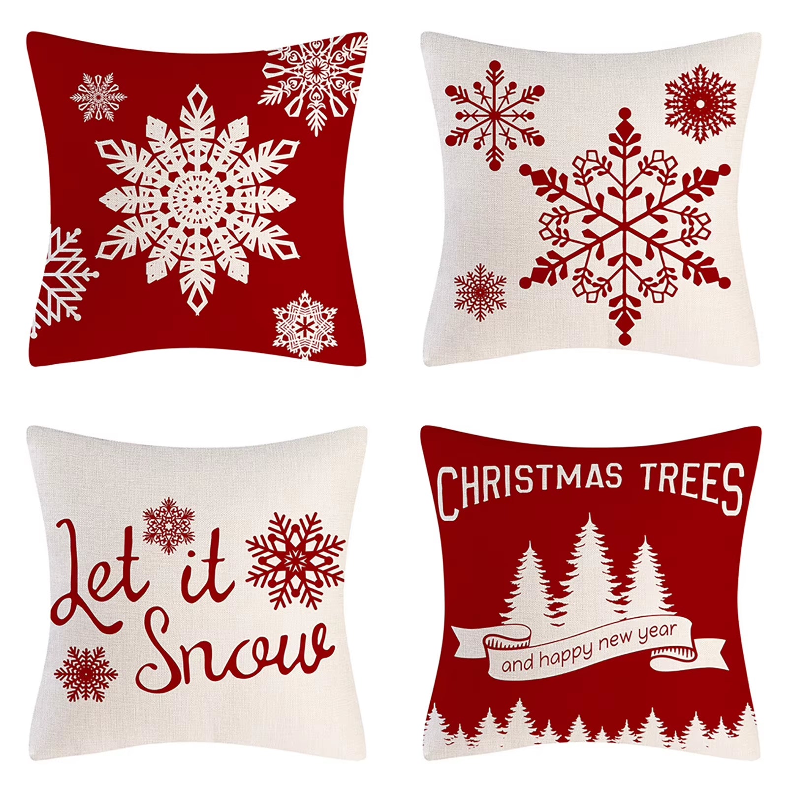4PCS Christmas Throw Pillow Covers – Xmas Decorative Cushion Covers