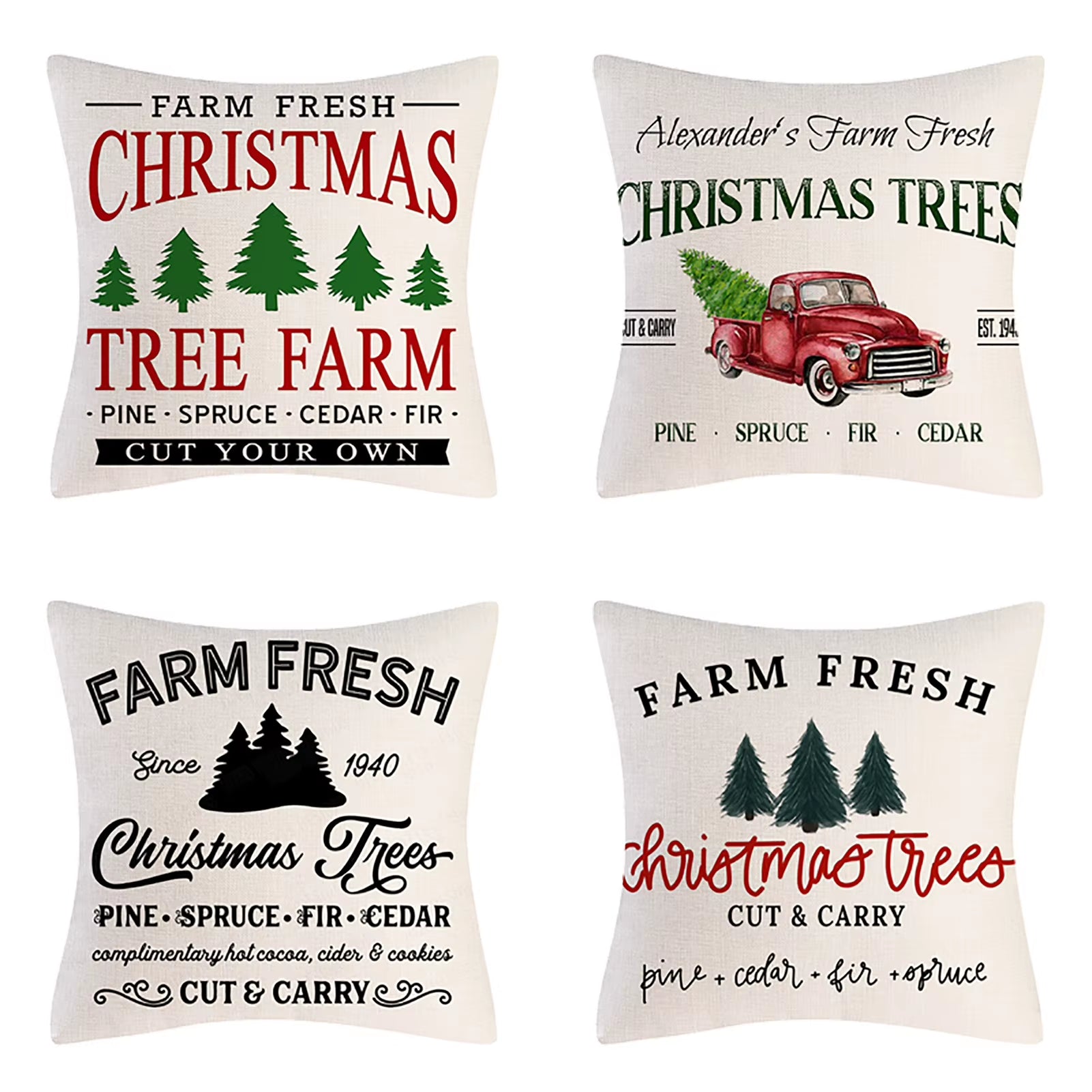 4PCS Christmas Throw Pillow Covers – Xmas Decorative Cushion Covers