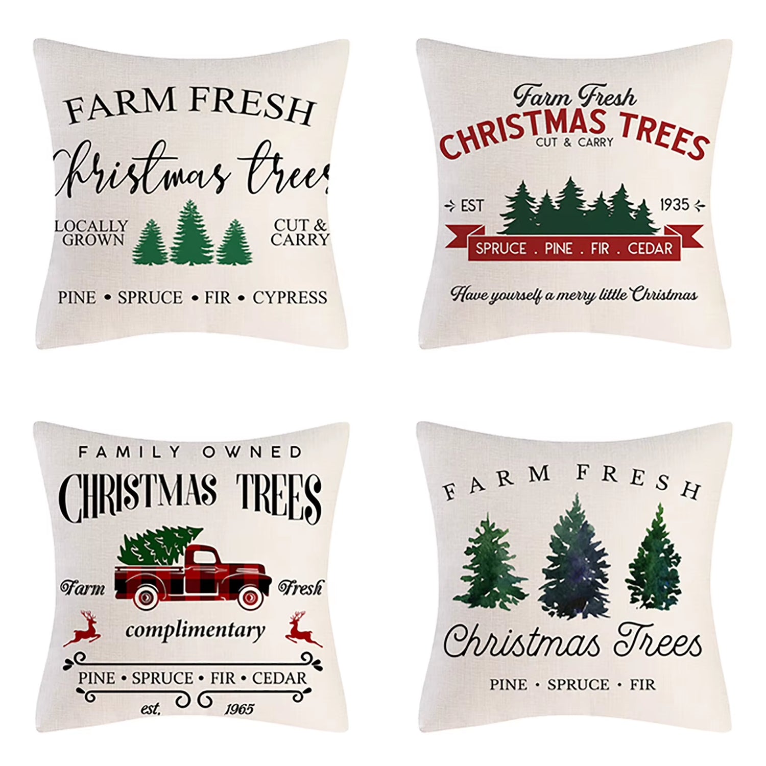 4PCS Christmas Throw Pillow Covers – Xmas Decorative Cushion Covers