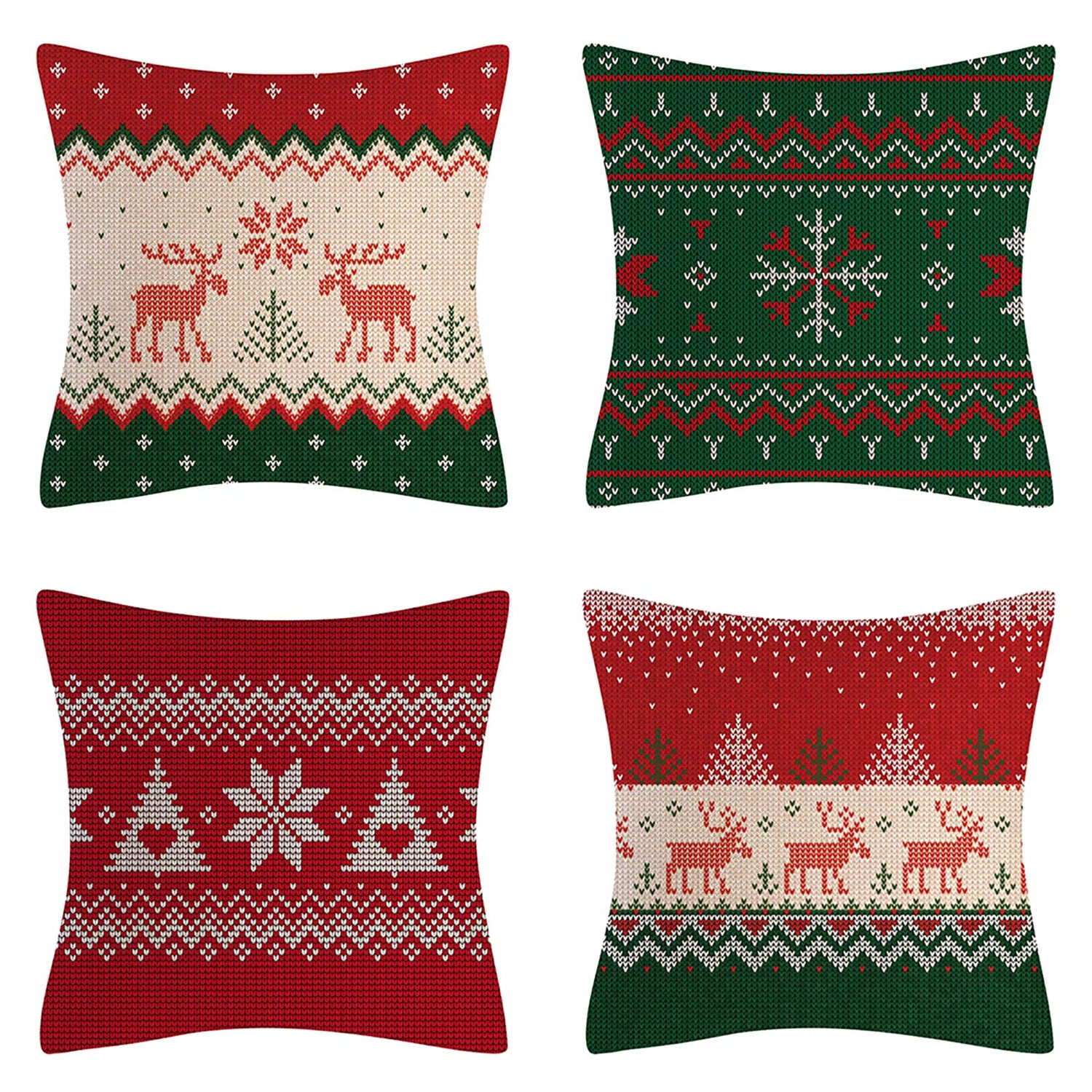 4PCS Christmas Throw Pillow Covers – Xmas Decorative Cushion Covers