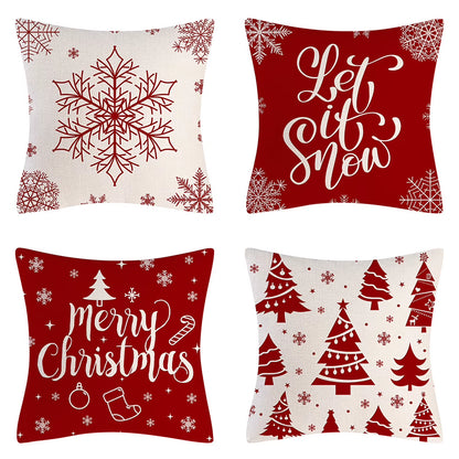 4PCS Christmas Throw Pillow Covers – Xmas Decorative Cushion Covers