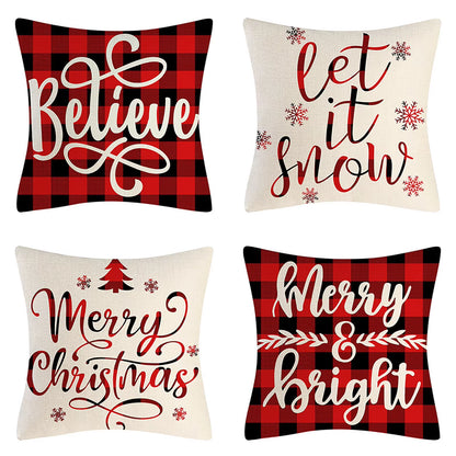 4PCS Christmas Throw Pillow Covers – Xmas Decorative Cushion Covers