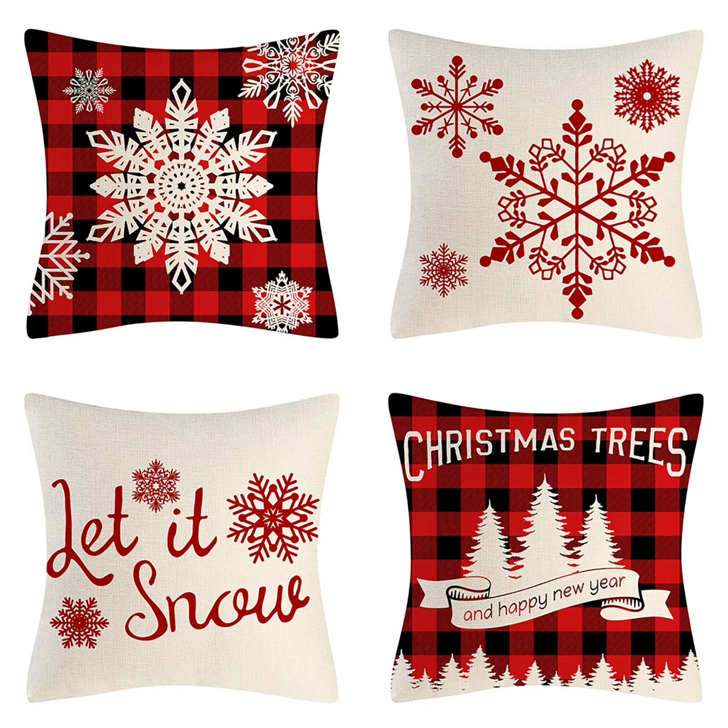 4PCS Christmas Throw Pillow Covers – Xmas Decorative Cushion Covers
