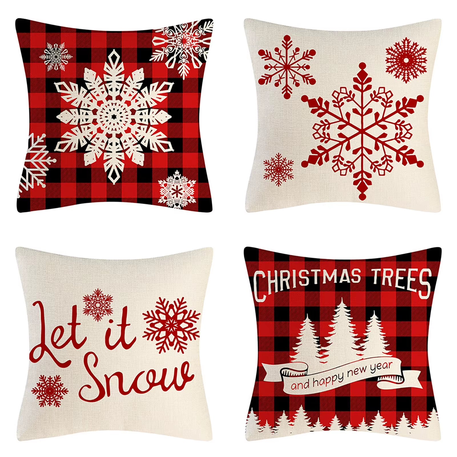 4PCS Christmas Throw Pillow Covers – Xmas Decorative Cushion Covers