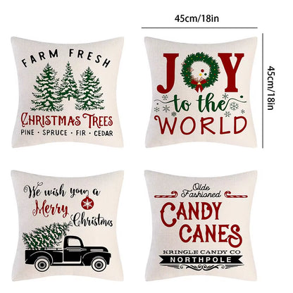 4PCS Christmas Throw Pillow Covers – Xmas Decorative Cushion Covers