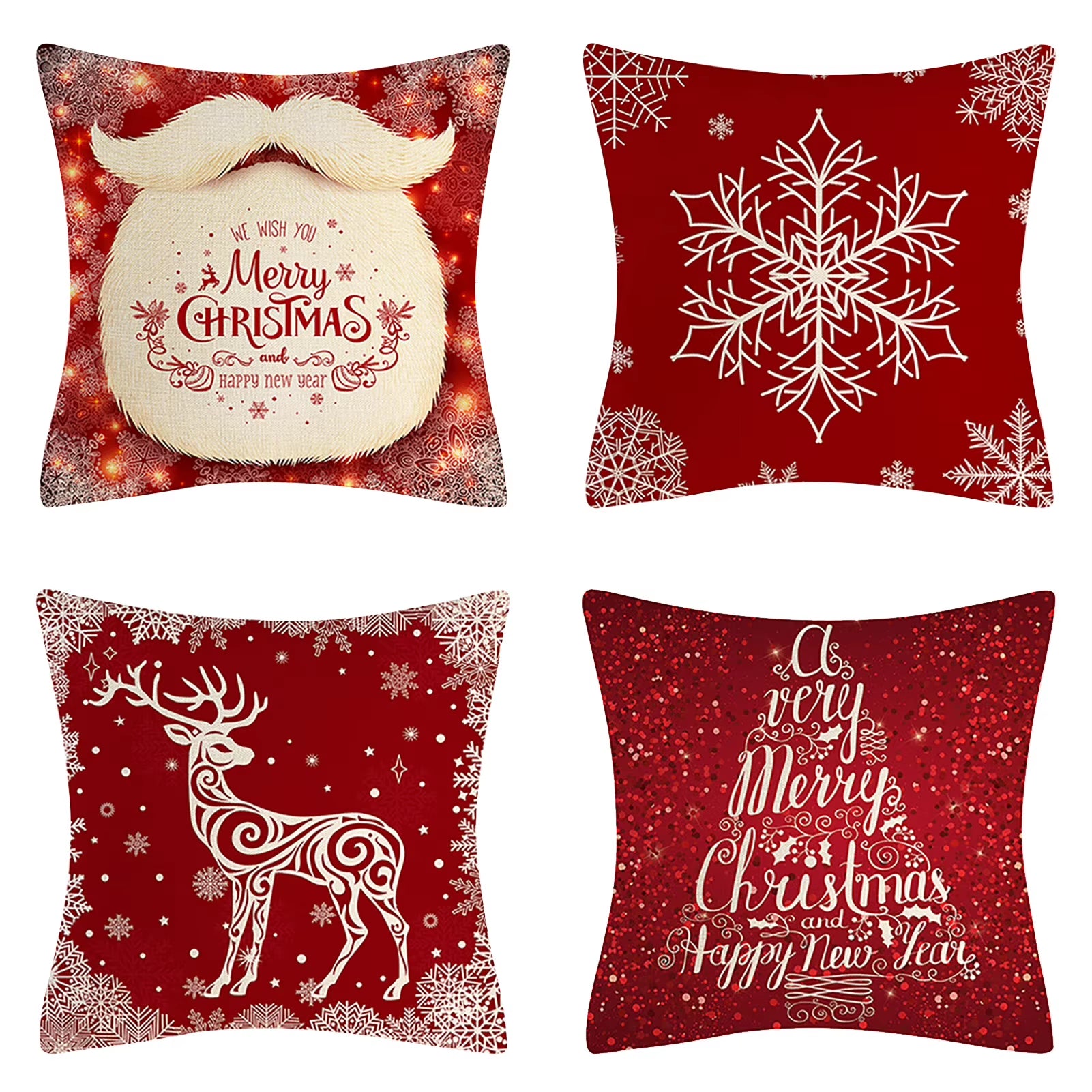 4PCS Christmas Throw Pillow Covers – Xmas Decorative Cushion Covers