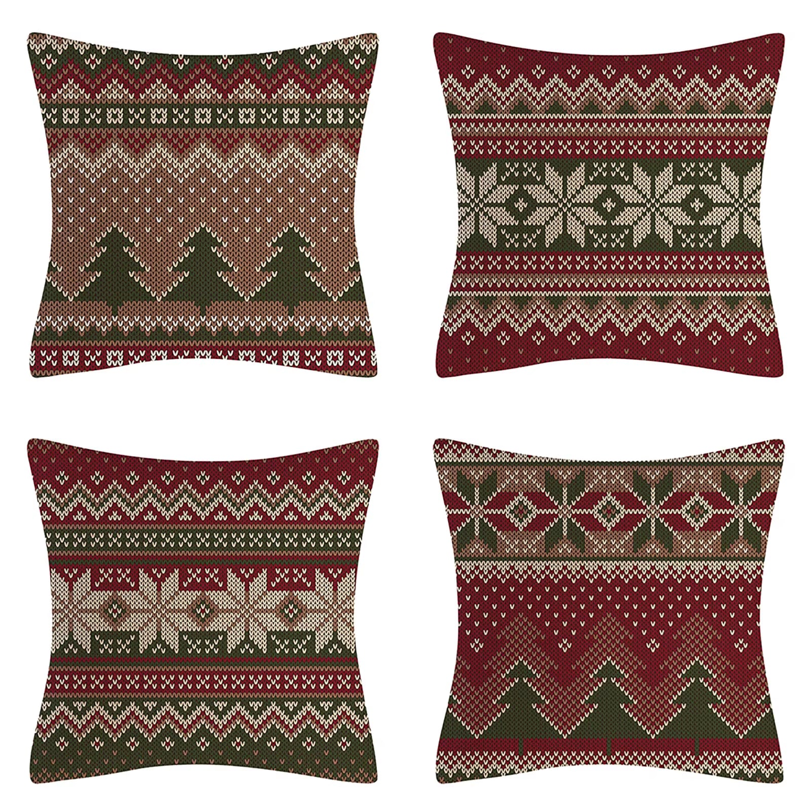 4PCS Christmas Throw Pillow Covers – Xmas Decorative Cushion Covers
