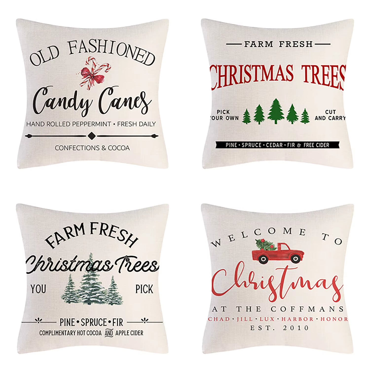 4PCS Christmas Throw Pillow Covers – Xmas Decorative Cushion Covers