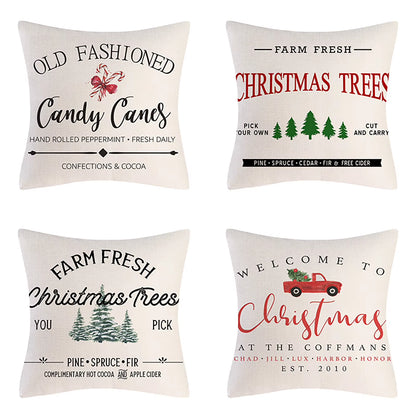 4PCS Christmas Throw Pillow Covers – Xmas Decorative Cushion Covers