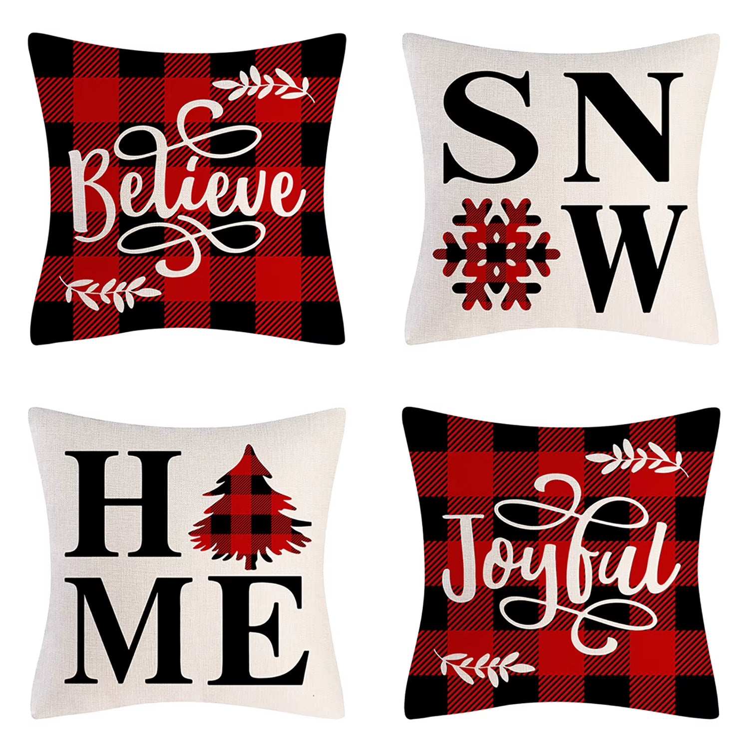 4PCS Christmas Throw Pillow Covers – Xmas Decorative Cushion Covers