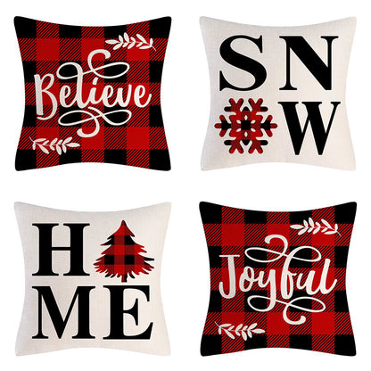 4PCS Christmas Throw Pillow Covers – Xmas Decorative Cushion Covers