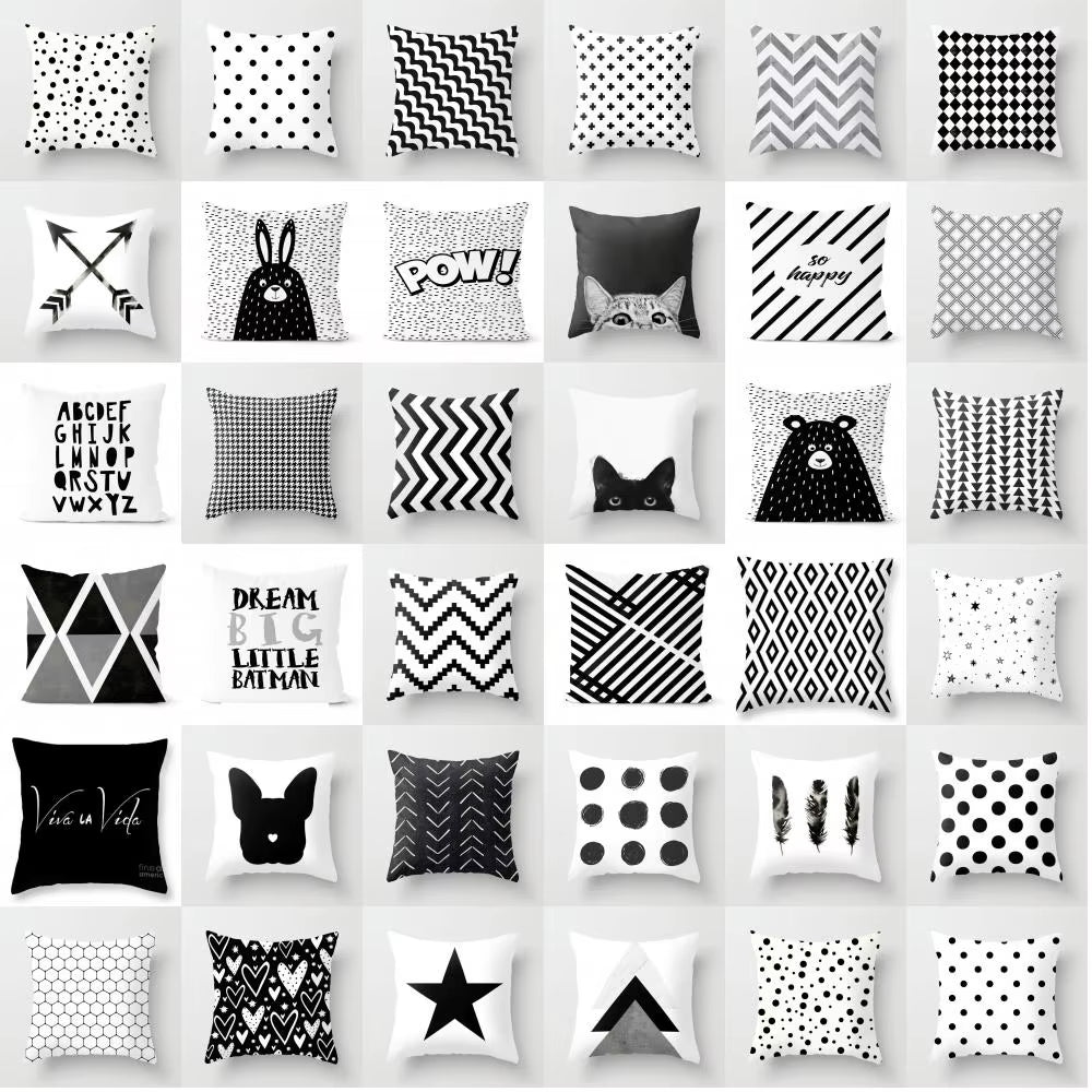 Livingroom Simple Black White Geometry Cushion Case Hot Modern Nordic Decorative Pillows Case Sofa Couch Throw Pillows Car Home
