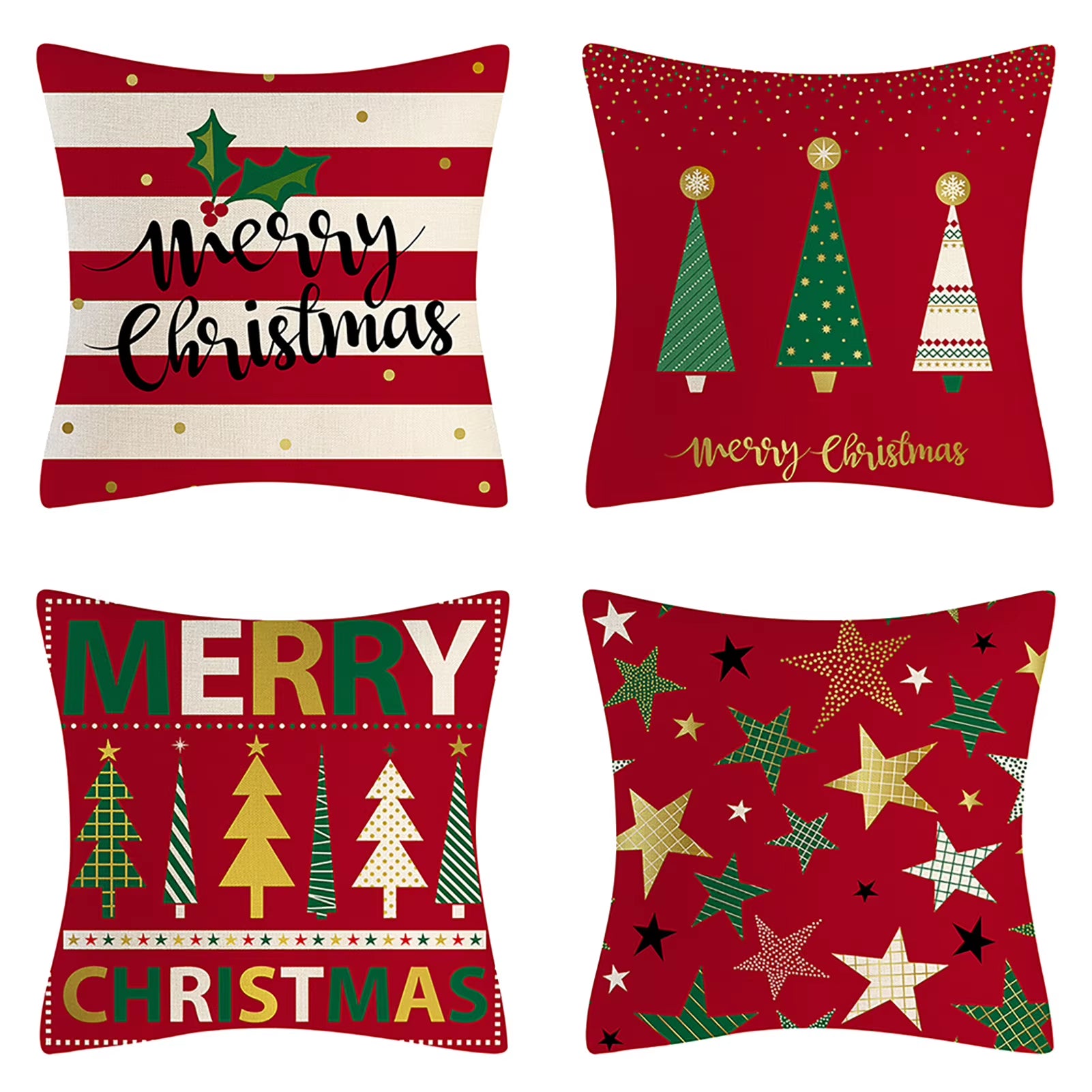 4PCS Christmas Throw Pillow Covers – Xmas Decorative Cushion Covers