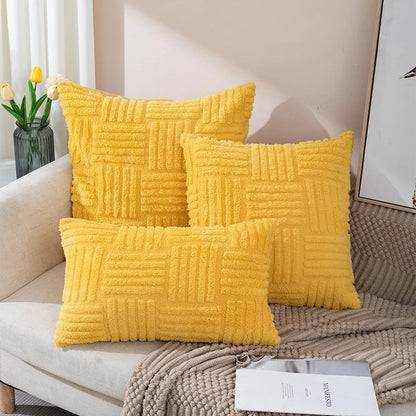 Plush Cushion Cover – Soft Textured Decorative Pillow Cover for Sofa &amp; Living Room