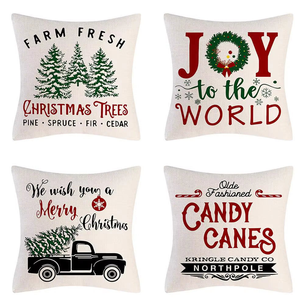 4PCS Christmas Throw Pillow Covers – Xmas Decorative Cushion Covers