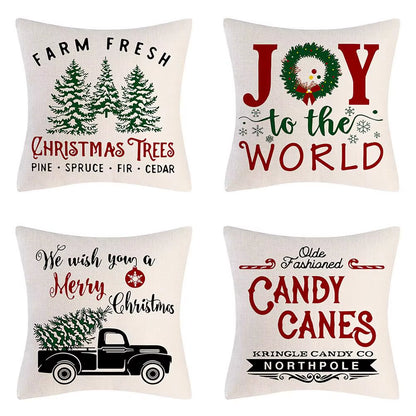 4PCS Christmas Throw Pillow Covers – Xmas Decorative Cushion Covers